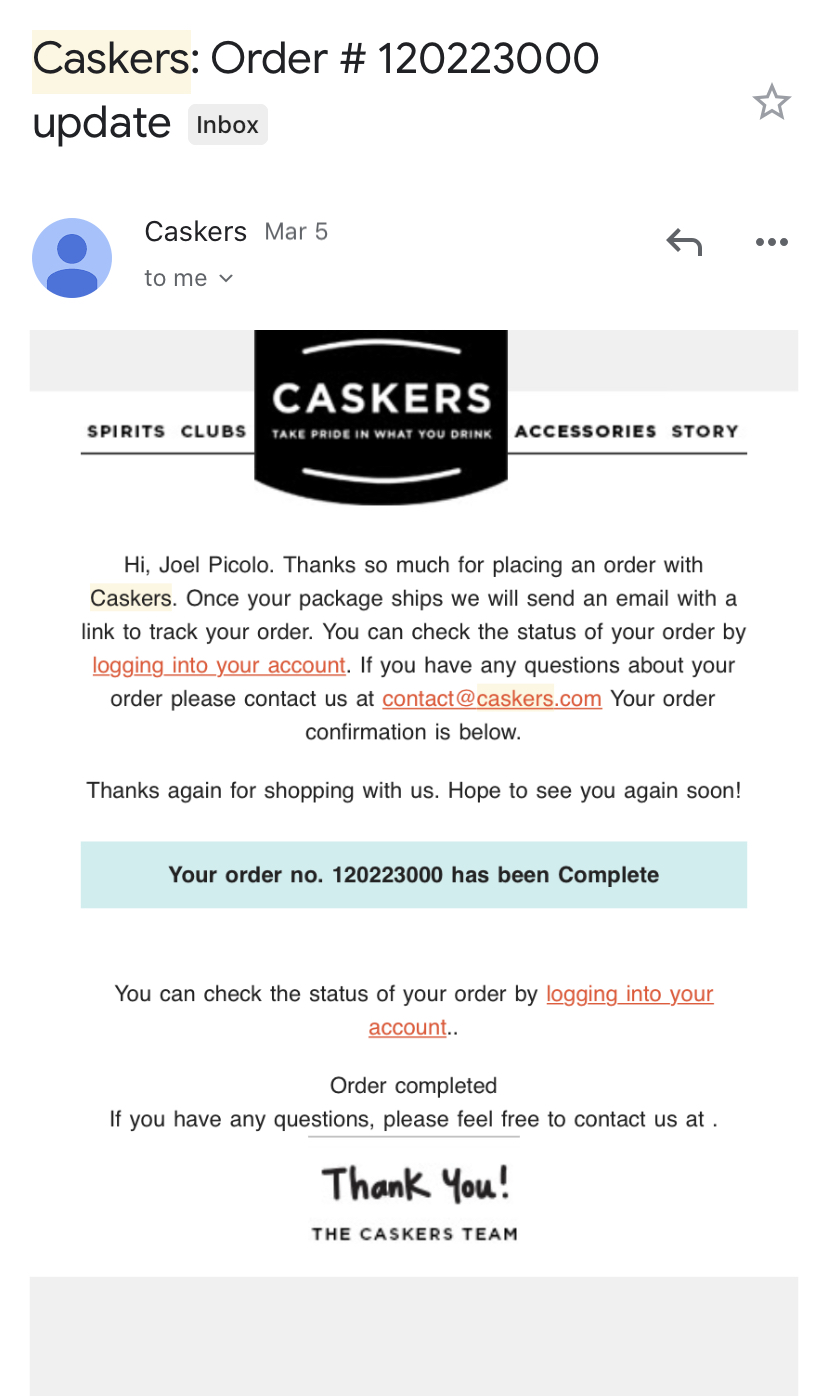 Caskers Reviews, Complaints, Customer Service